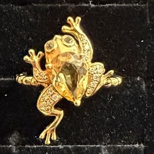 Gold Frog Ring with Citrine and diamonds